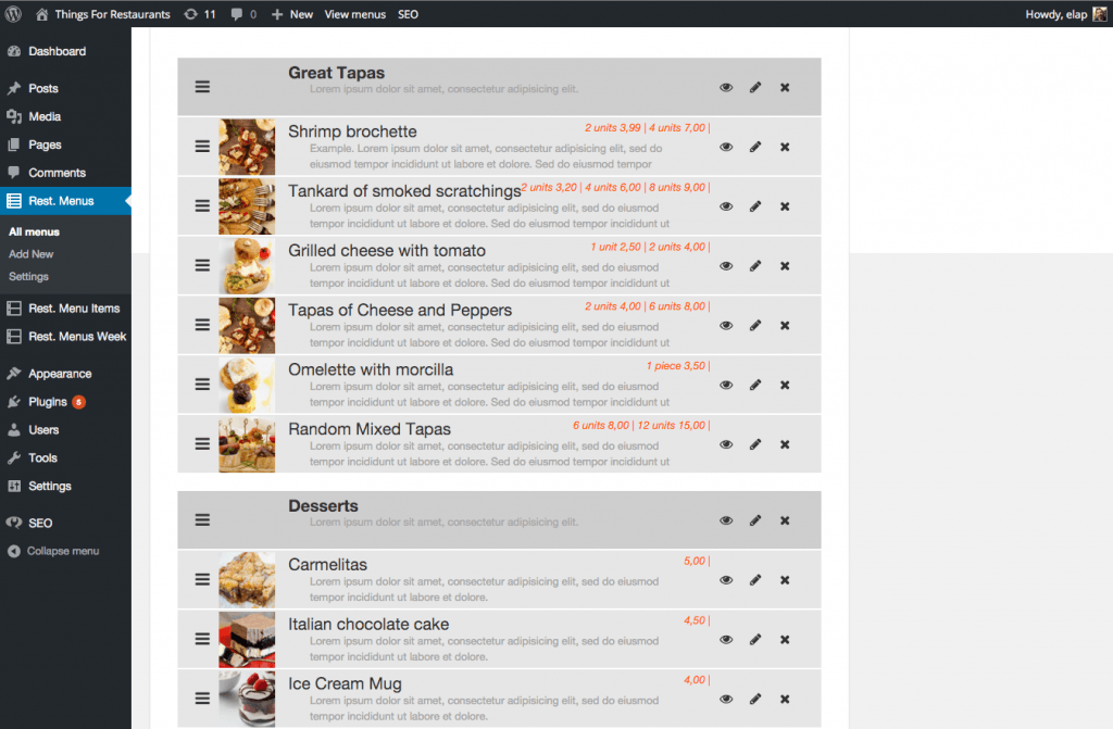 Quick Restaurant Menu Plugin WordPress